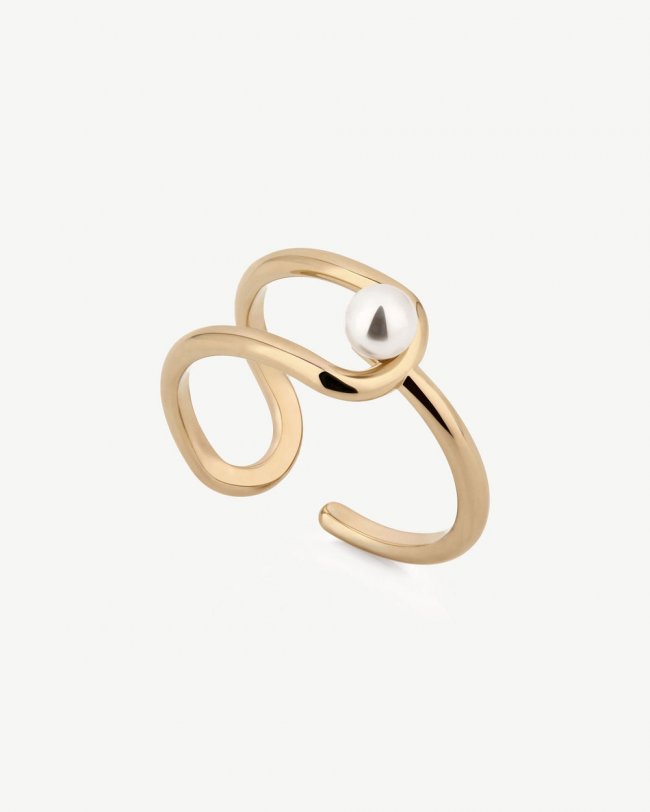 Strathberry Canada Outlet Women's Lana Pearl Ring - 22 Carat Gold Gilded - Gold Strathberry Canada Outlet Women's Lana Pearl Ring - 22 Carat Gold Gilded - Gold