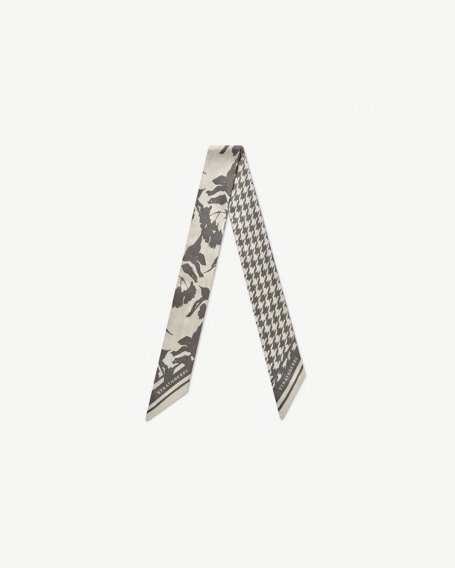 Strathberry Canada Outlet Women's Silk Skinny Scarf - Grey Strathberry Canada Outlet Women's Silk Skinny Scarf - Grey