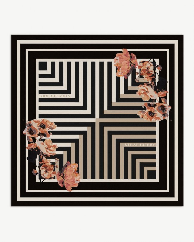 Strathberry Canada Outlet Women's Silk Square Scarf - Black / Neutrals / Red Strathberry Canada Outlet Women's Silk Square Scarf - Black / Neutrals / Red