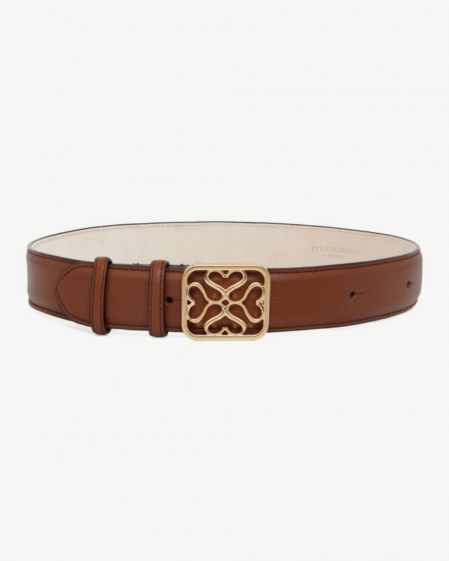 Strathberry Canada Outlet Women's Strathberry Canada Outlet Monogram Wide Buckle Belt - Brown Strathberry Canada Outlet Women's Strathberry Canada Outlet Monogram Wide Buckle Belt - Brown
