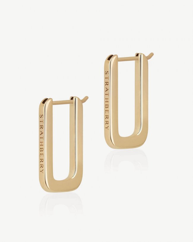 Strathberry Canada Outlet Women's Rectangular Hoop - 22 Carat Gold Gilded - Gold Strathberry Canada Outlet Women's Rectangular Hoop - 22 Carat Gold Gilded - Gold