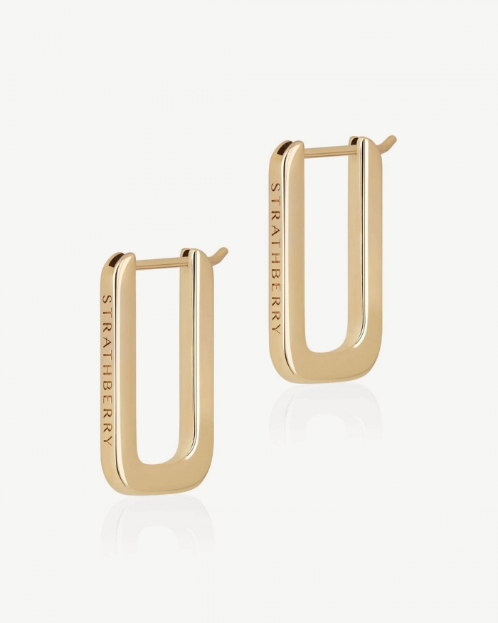 Strathberry Canada Outlet Women's Rectangular Hoop - 22 Carat Gold Gilded - Gold