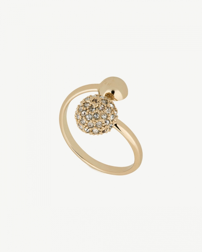 Strathberry Canada Outlet Women's Crescent Crystal Ring - 22 Carat Gold Gilded - Gold
