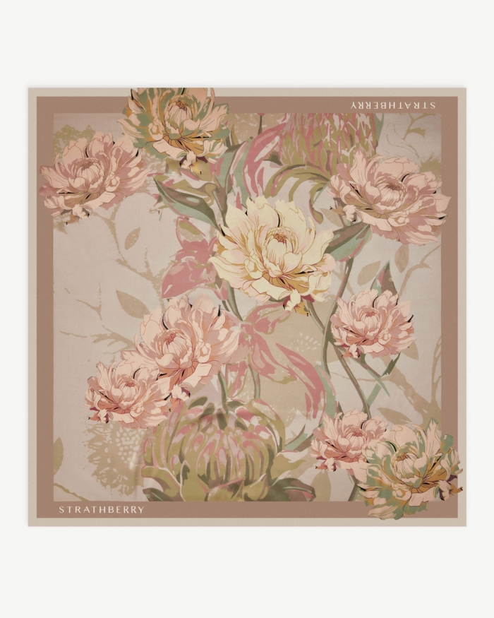 Strathberry Canada Outlet Women's Silk Square Scarf - Neutrals / Red