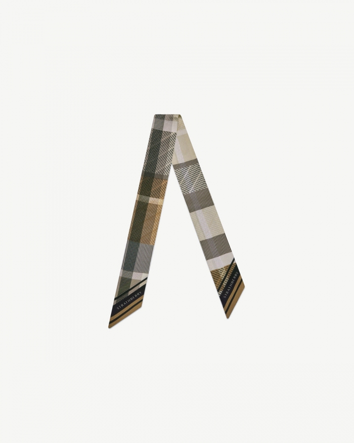 Strathberry Canada Outlet Women's Silk Skinny Scarf - Brown / Neutrals / Black