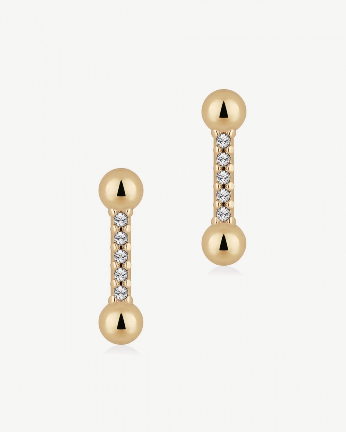 Strathberry Canada Outlet Women's Crystal Mosaic Earrings - 22 Carat Gold Gilded - Gold