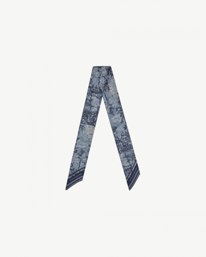 Strathberry Canada Outlet Women's Silk Skinny Scarf - Blue