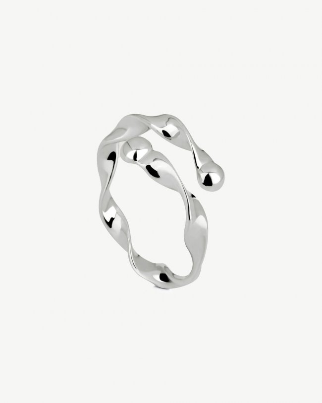 Strathberry Canada Outlet Women's Crescent Twisted Ring - Sterling Silver - Silver Strathberry Canada Outlet Women's Crescent Twisted Ring - Sterling Silver - Silver