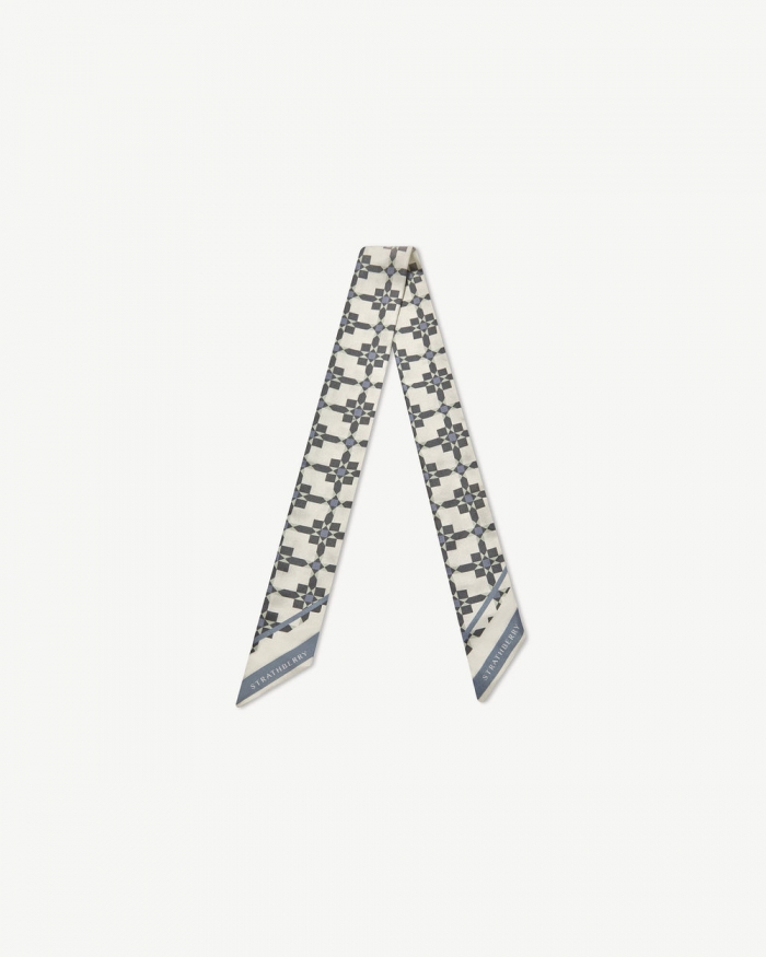 Strathberry Canada Outlet Women's Silk Skinny Scarf - Blue