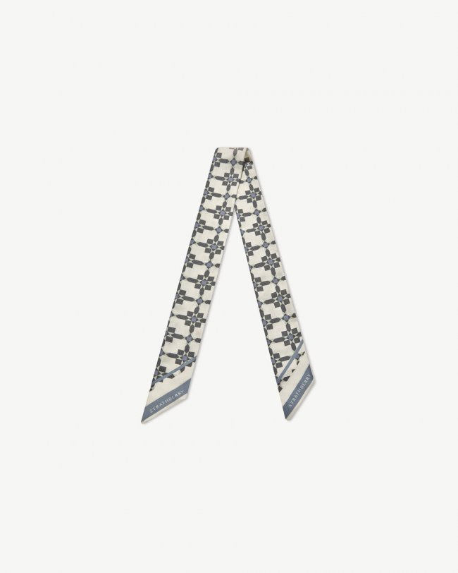 Strathberry Canada Outlet Women's Silk Skinny Scarf - Blue Strathberry Canada Outlet Women's Silk Skinny Scarf - Blue