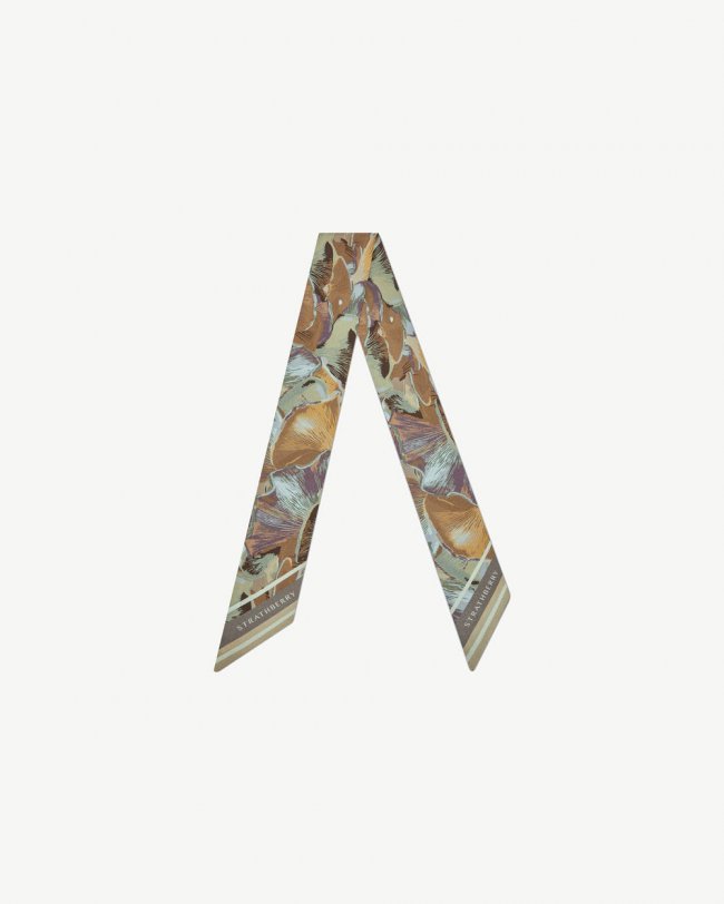 Strathberry Canada Outlet Women's Silk Skinny Scarf - Natural / Brown Strathberry Canada Outlet Women's Silk Skinny Scarf - Natural / Brown