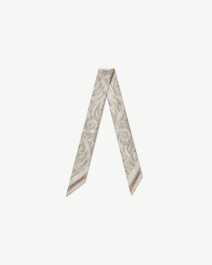 Strathberry Canada Outlet Women's Silk Skinny Scarf - White