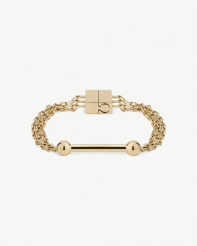 Strathberry Canada Outlet Women's Music Bar Chain Bracelet (Small) - 22 Carat Gold Gilded - Gold Strathberry Canada Outlet Women's Music Bar Chain Bracelet (Small) - 22 Carat Gold Gilded - Gold