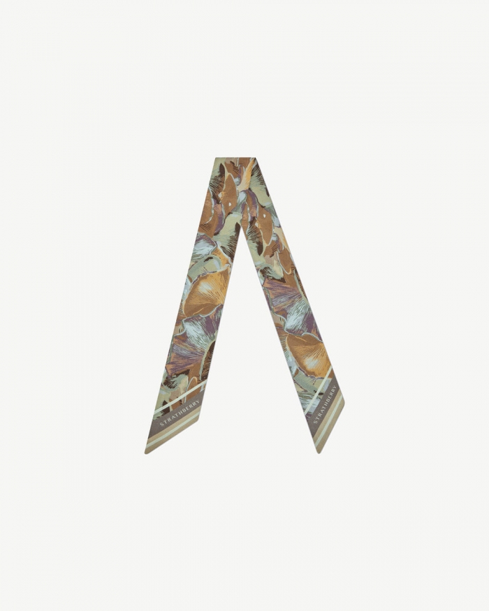 Strathberry Canada Outlet Women's Silk Skinny Scarf - Natural / Brown