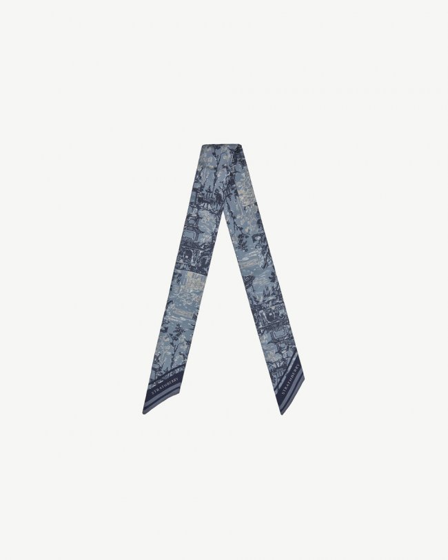 Strathberry Canada Outlet Women's Silk Skinny Scarf - Blue Strathberry Canada Outlet Women's Silk Skinny Scarf - Blue