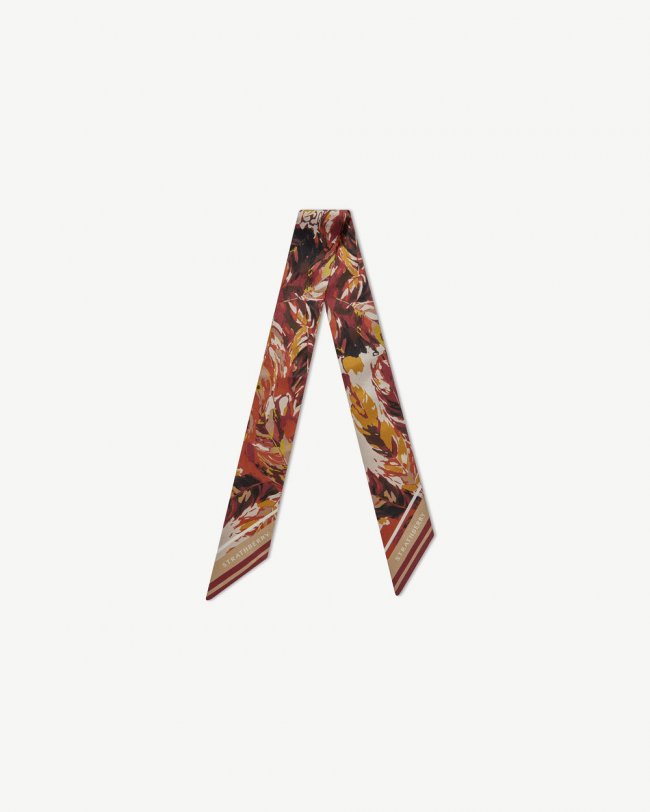 Strathberry Canada Outlet Women's Silk Skinny Scarf - Red / White Strathberry Canada Outlet Women's Silk Skinny Scarf - Red / White