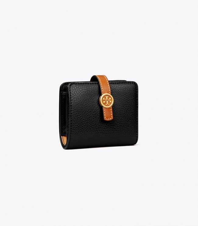 TORY BURCH ROBINSON PEBBLED MINI WALLET - Black | Free Shipping