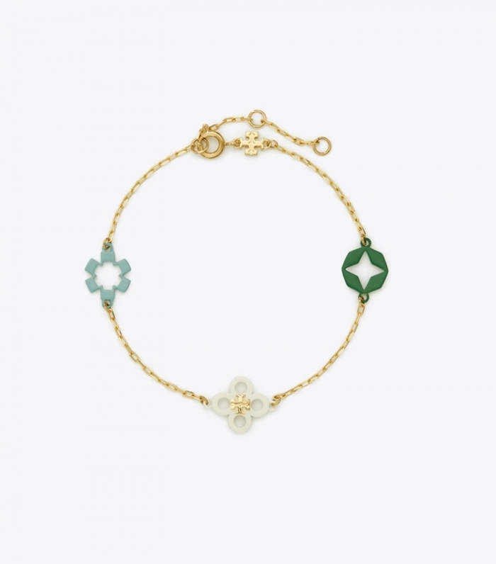 TORY BURCH KIRA CLOVER ENAMEL BRACELET - Tory Gold / Multi | Free Shipping