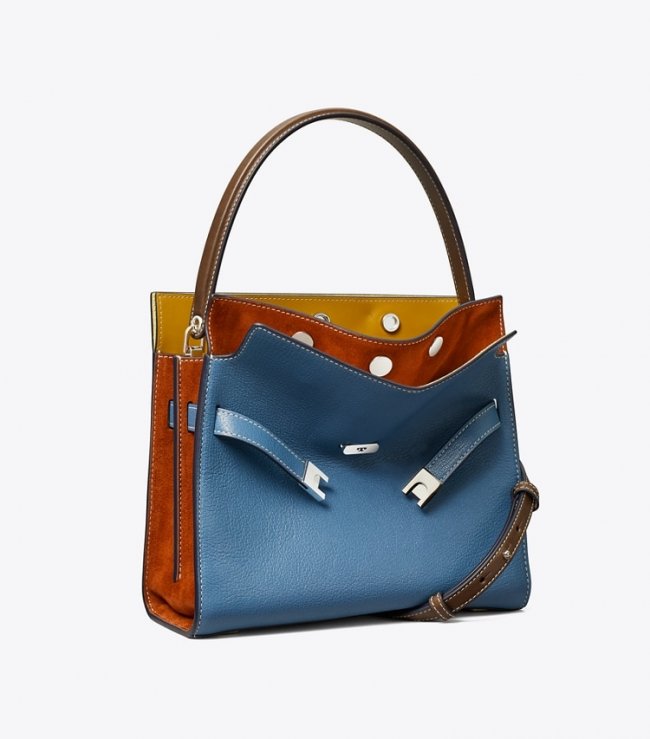 TORY BURCH SMALL LEE RADZIWILL DOUBLE BAG - Wheat Blue | Free Shipping