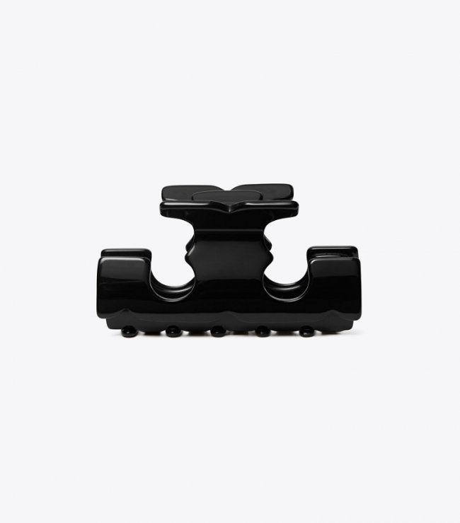 TORY BURCH SERIF-T HAIR CLIP - Black | Free Shipping