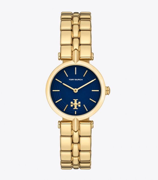 TORY BURCH KIRA WATCH, GOLD-TONE STAINLESS STEEL - Navy/Gold | Free Shipping