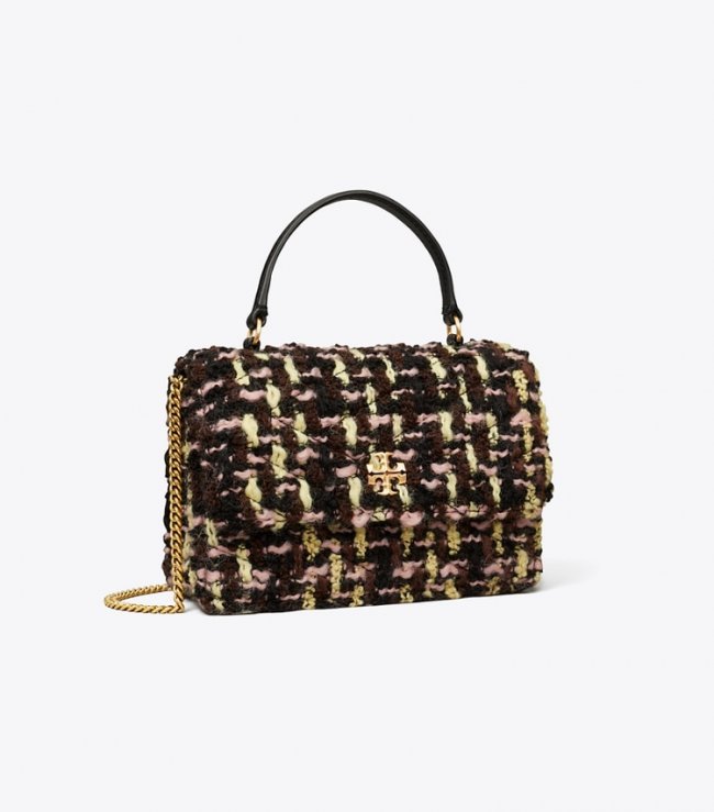 TORY BURCH MINI KIRA TWEED TOP HANDLE CHAIN WALLET - Black Multi | Free Shipping