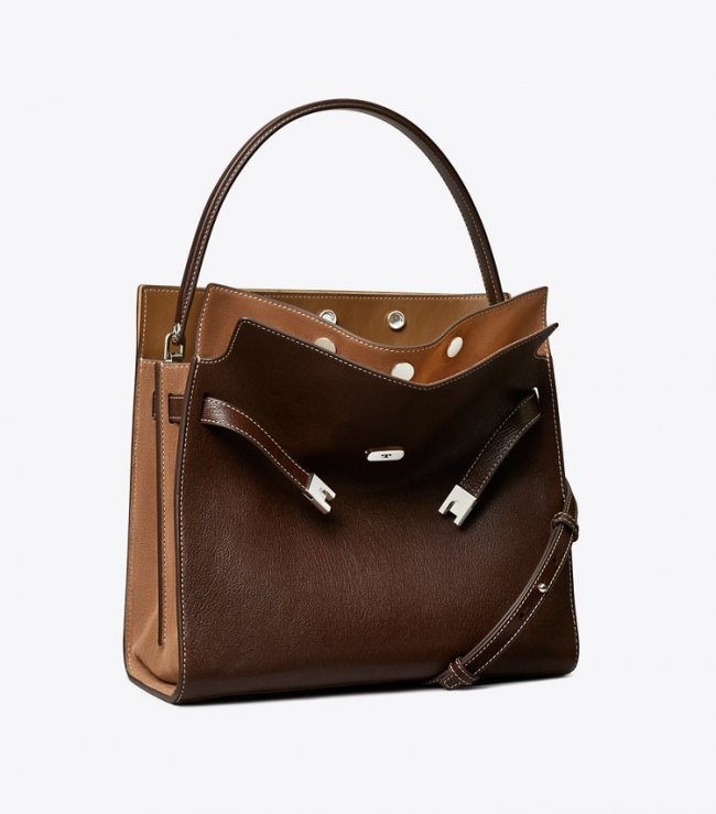 TORY BURCH LEE RADZIWILL DOUBLE BAG - Pine Bark | Free Shipping