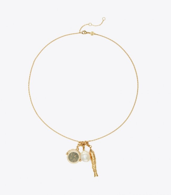 TORY BURCH CHARM PENDANT NECKLACE - Tory Gold | Free Shipping