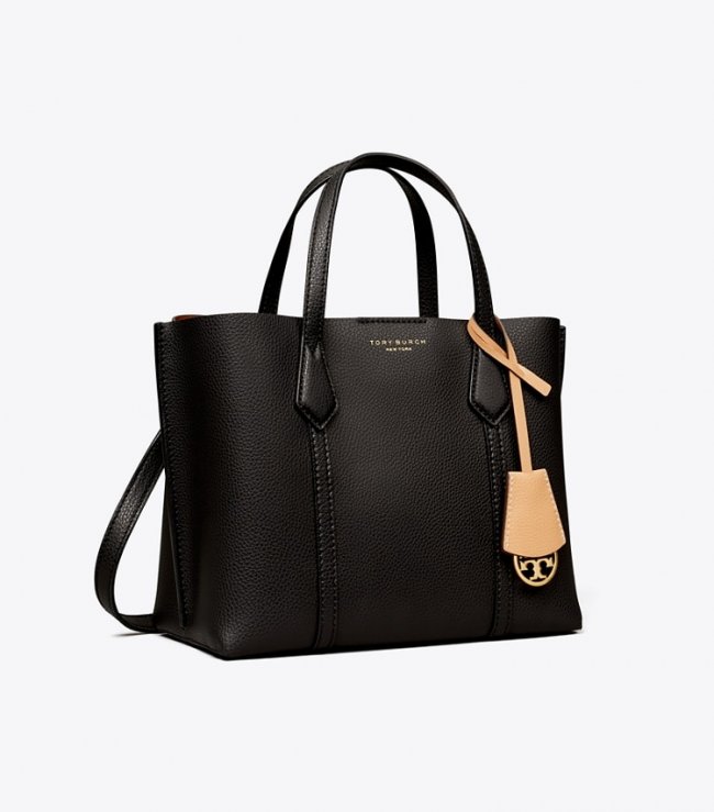 TORY BURCH SMALL PERRY TRIPLE-COMPARTMENT TOTE BAG - Black | Free Shipping