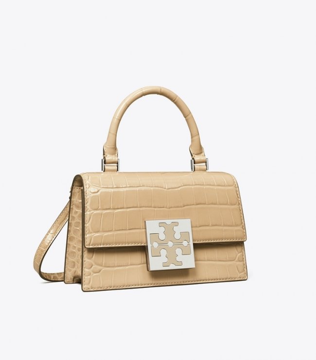 TORY BURCH BON BON CROC-EMBOSSED MINI BAG - Taupe | Free Shipping