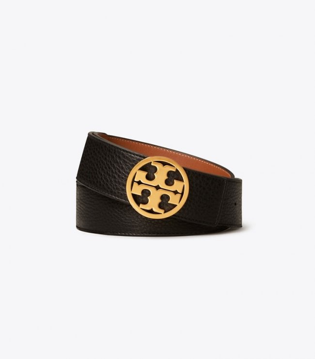 TORY BURCH 1.5"MILLER REVERSIBLE BELT - Black / Classic Cuoio / Gold | Free Shipping