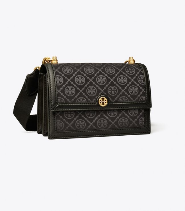 TORY BURCH SMALL T MONOGRAM SHOULDER BAG - Black | Free Shipping