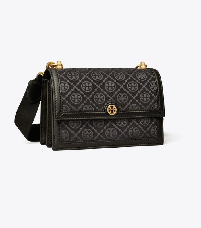 TORY BURCH SMALL T MONOGRAM SHOULDER BAG - Black | Free Shipping