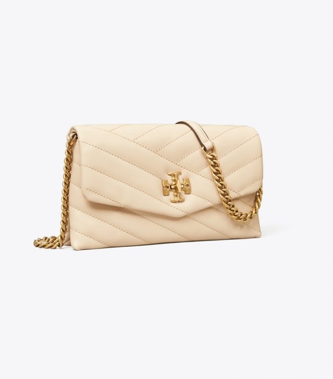 TORY BURCH KIRA CHEVRON CHAIN WALLET - New Cream | Free Shipping