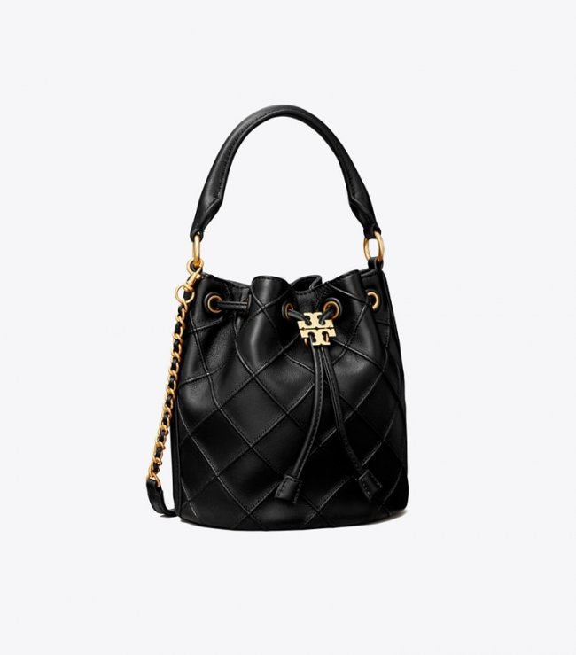 TORY BURCH SMALL FLEMING SOFT BUCKET BAG - Black | Free Shipping