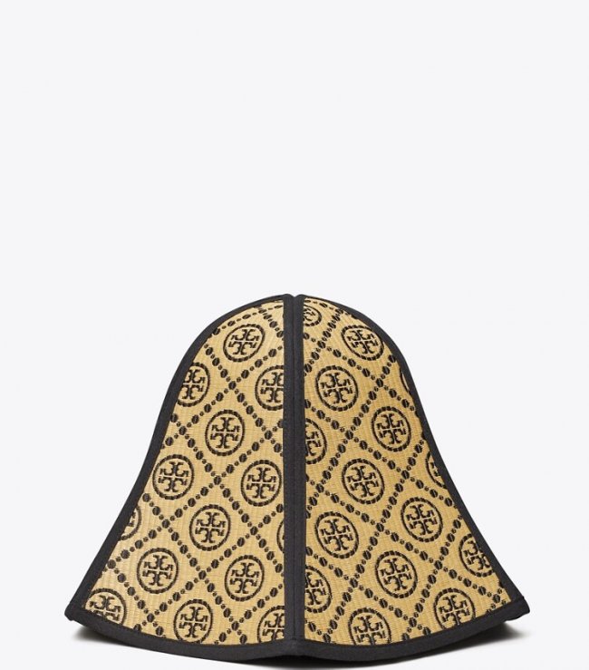 TORY BURCH T MONOGRAM LAMPSHADE HAT - Natural / Navy | Free Shipping