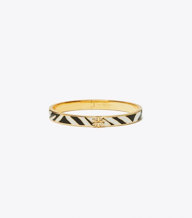TORY BURCH KIRA ENAMEL 7MM BRACELET - Tory Gold / Zebra | Free Shipping