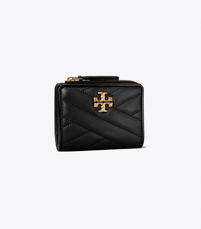 TORY BURCH KIRA CHEVRON BI-FOLD WALLET - Black | Free Shipping