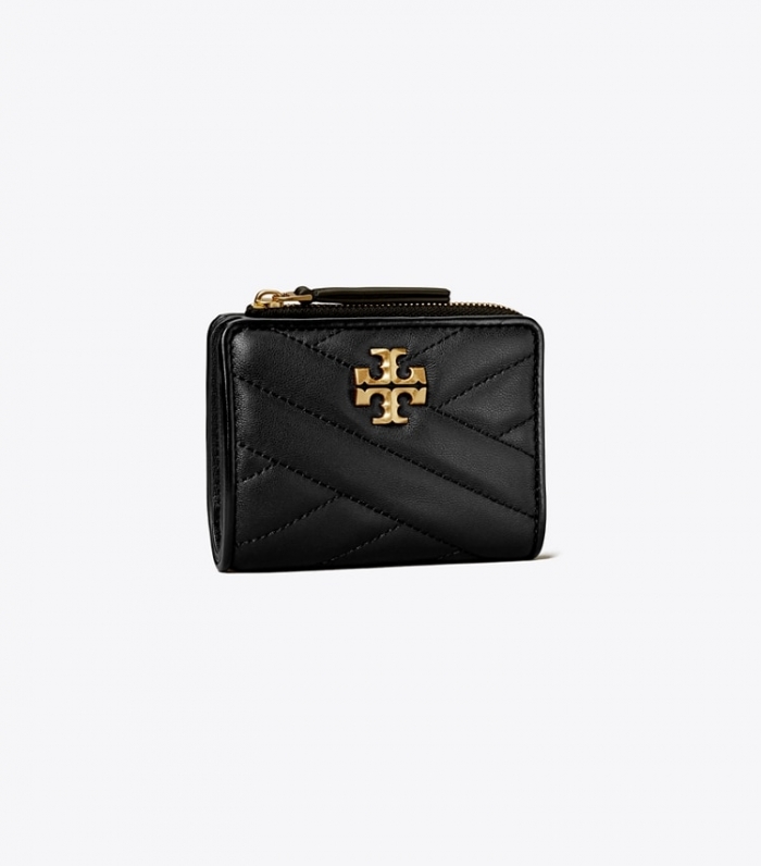 TORY BURCH KIRA CHEVRON BI-FOLD WALLET - Black | Free Shipping