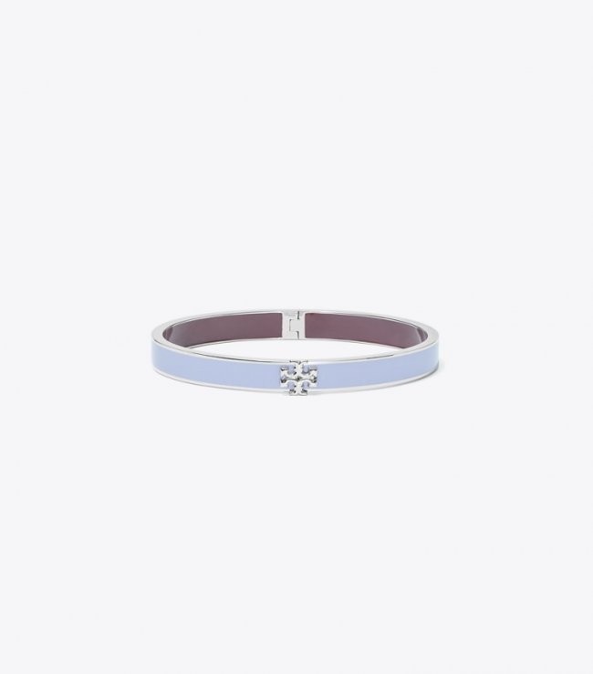 TORY BURCH KIRA ENAMEL 7MM BRACELET - Tory Silver / Lavender / Chocolate | Free Shipping