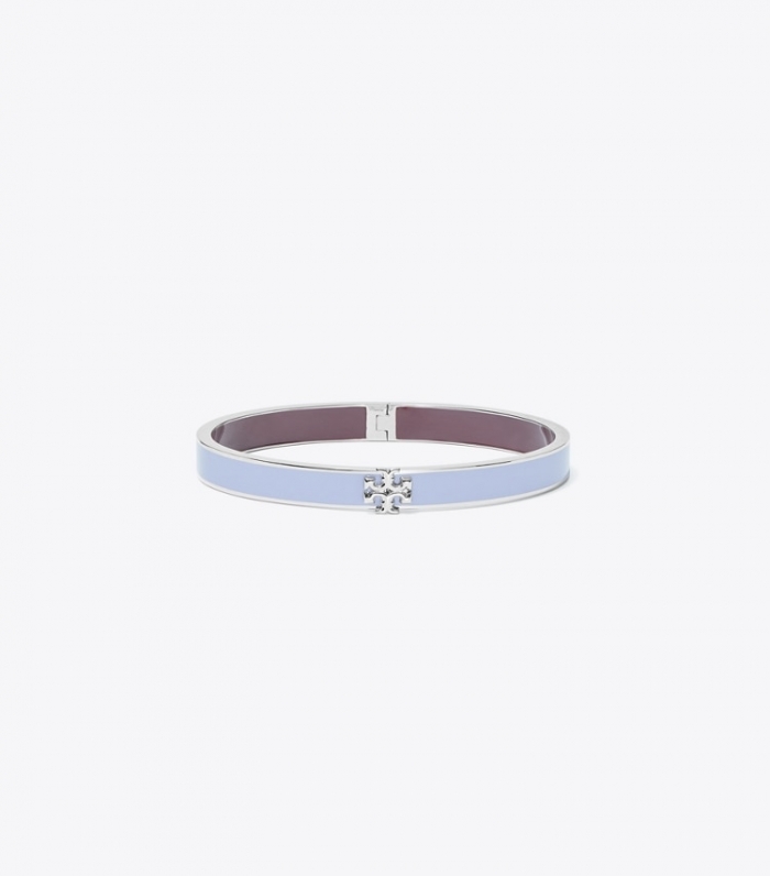 TORY BURCH KIRA ENAMEL 7MM BRACELET - Tory Silver / Lavender / Chocolate | Free Shipping
