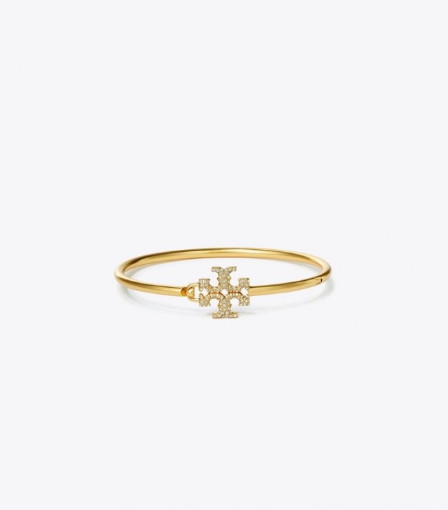 TORY BURCH ELEANOR PAVe HINGED CUFF - Rolled Brass / Crystal | Free Shipping