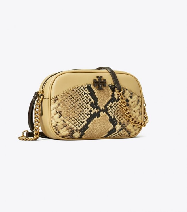 TORY BURCH MCGRAW SNAKE EMBOSSED CAMERA BAG - Sand Drift | Free Shipping