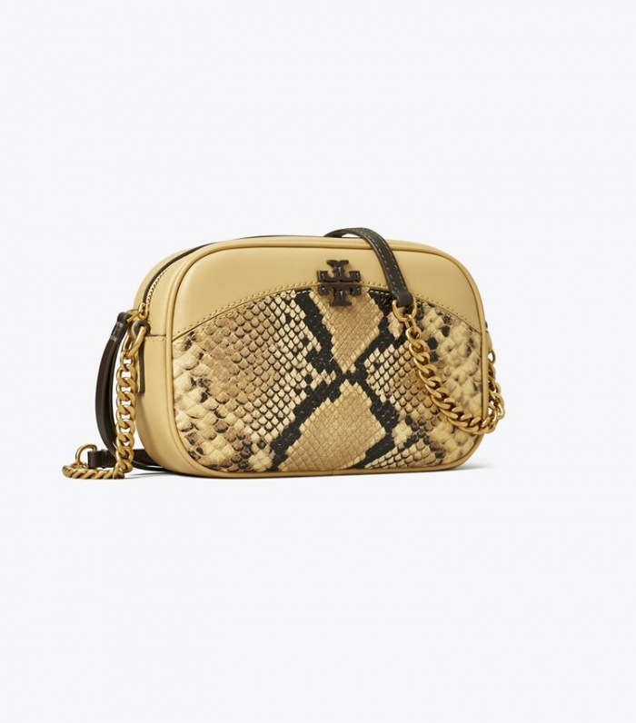TORY BURCH MCGRAW SNAKE EMBOSSED CAMERA BAG - Sand Drift | Free Shipping