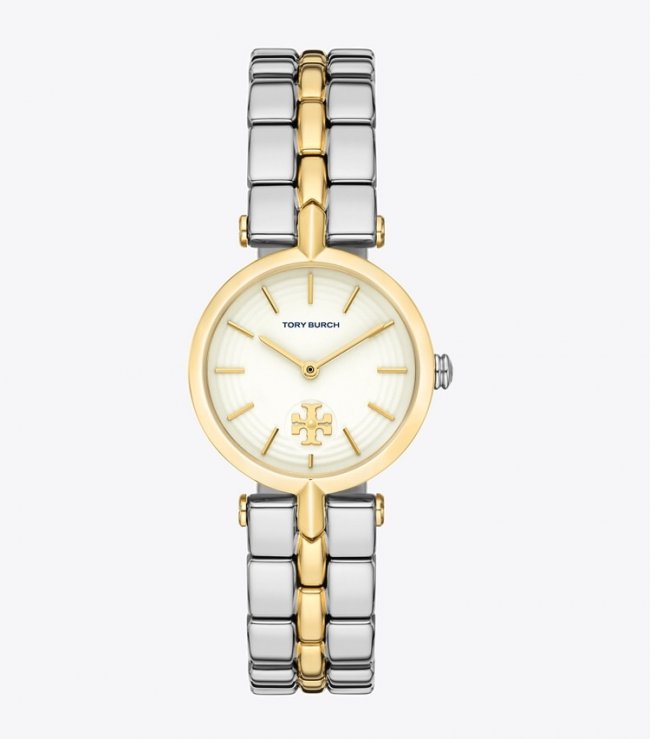 TORY BURCH KIRA WATCH, TWO-TONE GOLD/STAINLESS STEEL - Ivory/2 Tone | Free Shipping