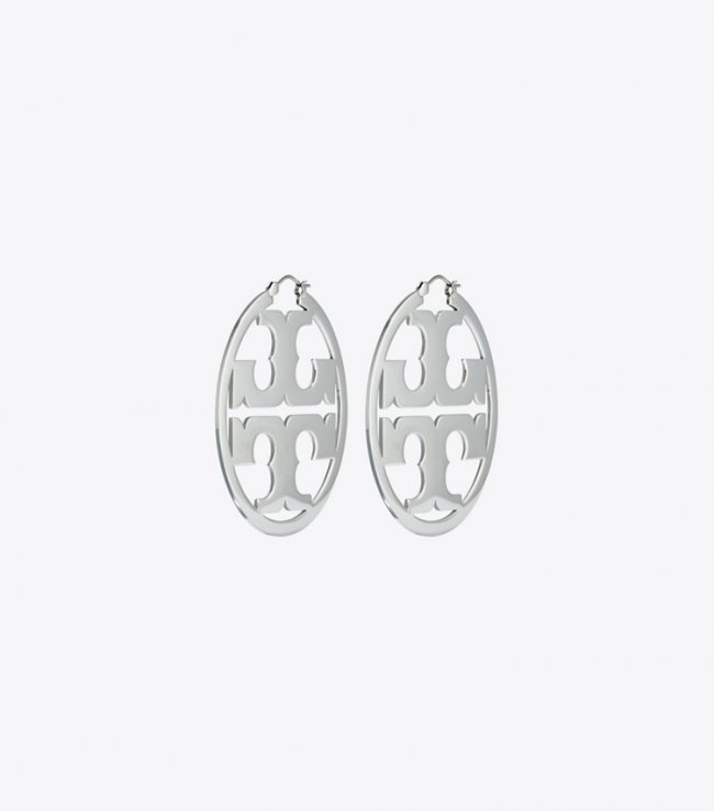 TORY BURCH MILLER HOOP EARRING - Tory Silver | Free Shipping
