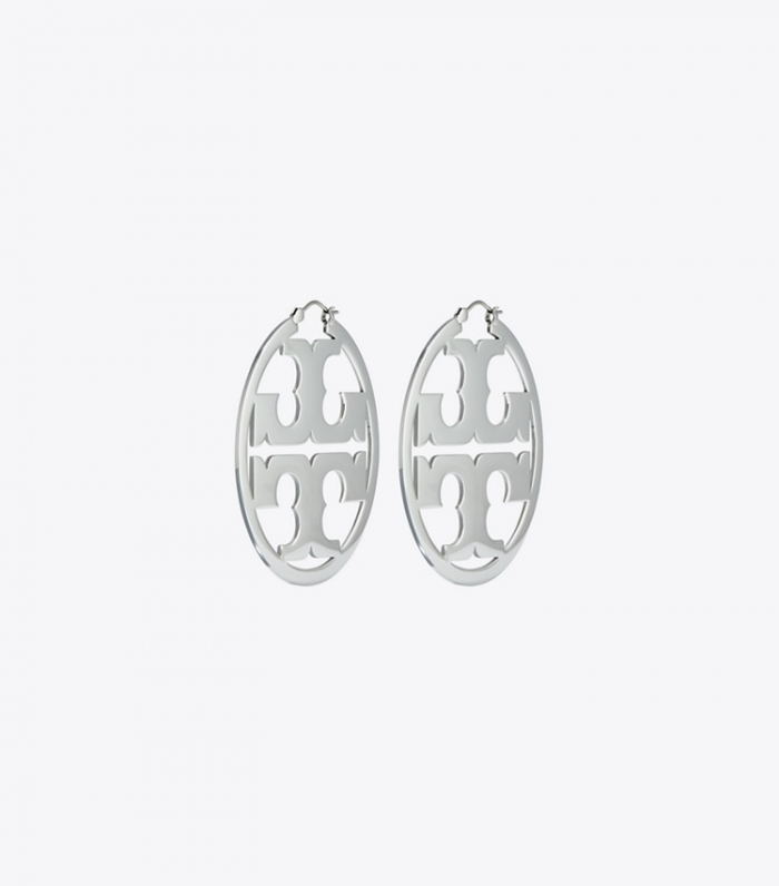 TORY BURCH MILLER HOOP EARRING - Tory Silver | Free Shipping