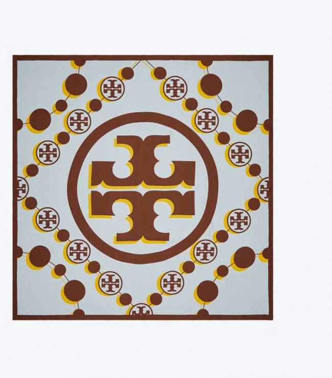 TORY BURCH 3-D T MONOGRAM OVERSIZED SQUARE SCARF - Crisp Blue | Free Shipping
