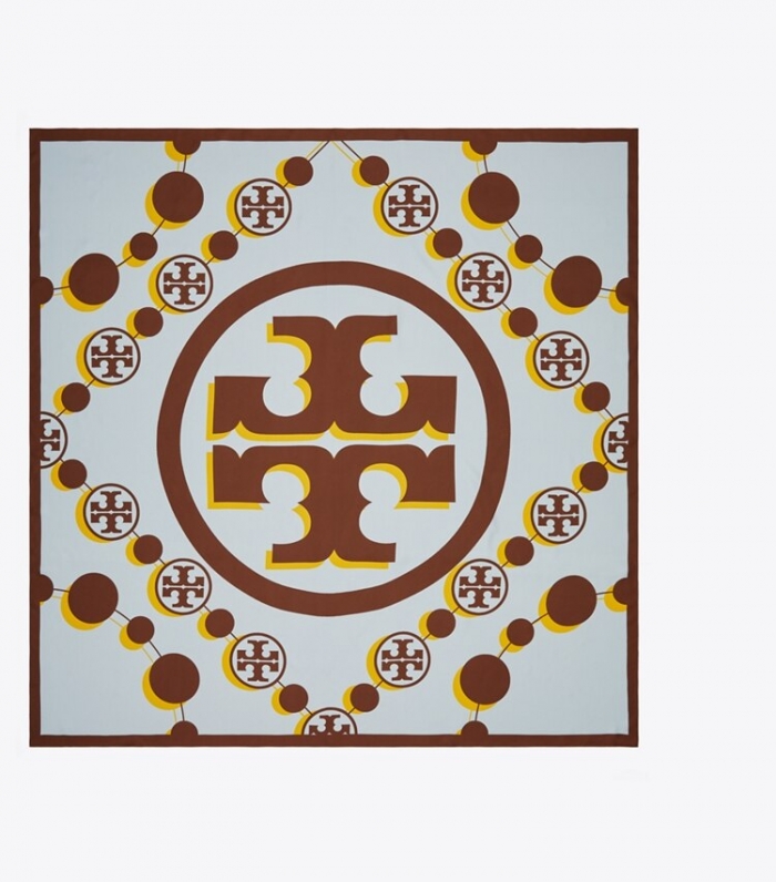 TORY BURCH 3-D T MONOGRAM OVERSIZED SQUARE SCARF - Crisp Blue | Free Shipping