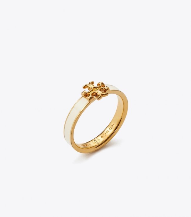 TORY BURCH KIRA ENAMEL RING - Tory Gold / New Ivory | Free Shipping